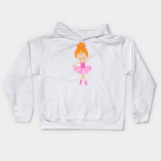 Ballerina, Ballet Girl, Ballet Dancer, Orange Hair Kids Hoodie